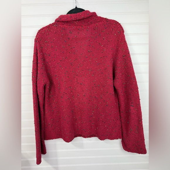 Willow women’s red colorful chunky knit button up sweater. Size M. - Picture 2 of 5